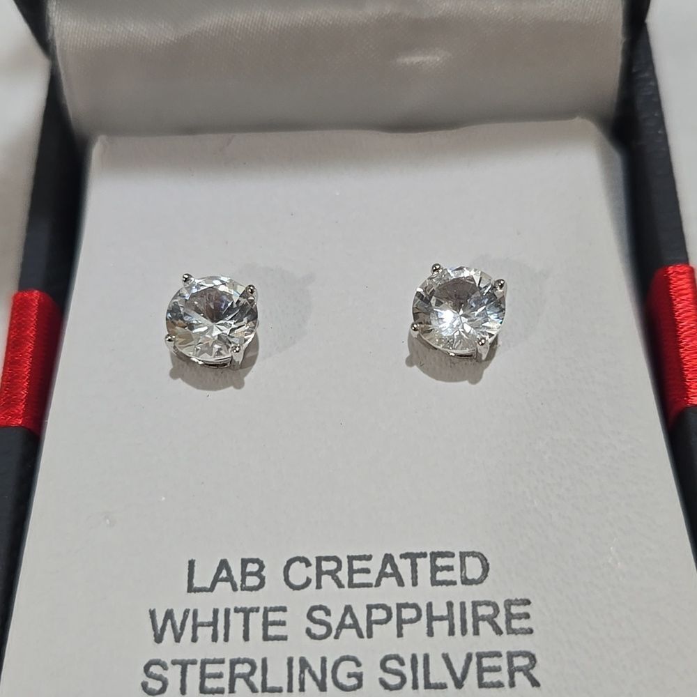 Sterling Silver White Sapphire Earrings